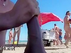 Amazing Nudists Beach Wife Does Oral Sex and Eats the Cum