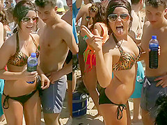 Outdoor dance party with amazing babes in bikinis