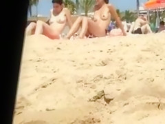 Nice Topless Beach Voyeur Video Two Ladies Filmed Half Nude