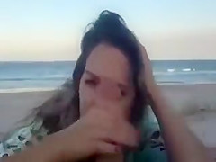 Hot Mom Tease and Blowjob with Cumshot Facial at the Beach
