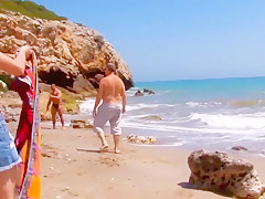 Hot girl and sex with two guy on beach