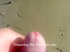 Public Beach Pervert Jerks Off on Nudist Girl Ass