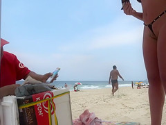 Brazilian Wife with Tiny Bikini at the Beach