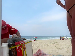 Brazilian Wife with Tiny Bikini at the Beach