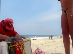 Brazilian Wife with Tiny Bikini at the Beach