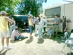 Exotic pornstars Autumn Haze and Calli Cox in horny outdoor, blowjob porn clip