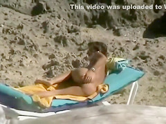 Spying at the Beach Nudist Wife Fingered in Her Pussy