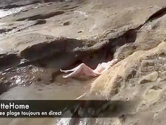 Nude French Wife Having Fun Outdoor at the Sea