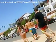 Sexy Girl in Bikini at the Beach Filmed on Candid Camera
