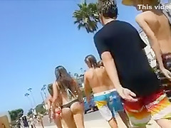 Sexy Girl in Bikini at the Beach Filmed on Candid Camera