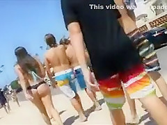 Sexy Girl in Bikini at the Beach Filmed on Candid Camera