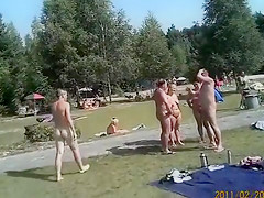Nudist weekend at the lake with lots of naked people
