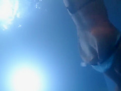 Underwater jets take off her bikini bottoms