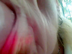 Pumped cock use poor hooker mouth and throat in forest