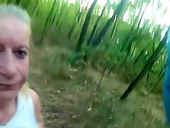 Pumped cock use poor hooker mouth and throat in forest