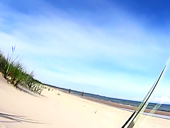 Pussy play and skinny-dipping on public beach