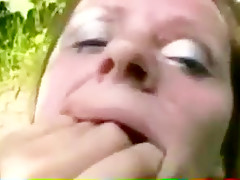 Nude biker outdoor facial