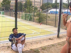 Euro Babe Gets Tied Up And Exposed To A Field Of Soccer Players Totally Naked - PublicDisgrace