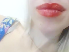 Hot blone college girl masturbating with lingerie on cam