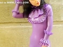 Horny homemade Latex, Solo Girl sex clip