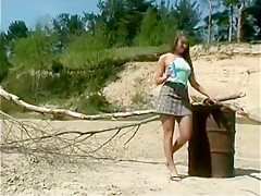 Exotic amateur Brunette, Outdoor porn movie