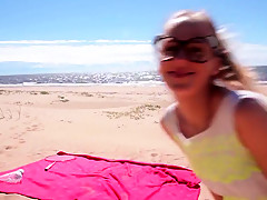 Tiny blonde college girl beach masturbation