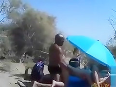 Masturbation party on the sunny beach