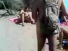Masturbation party on the sunny beach