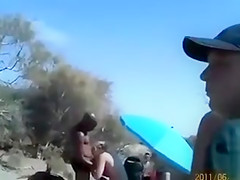 Masturbation party on the sunny beach