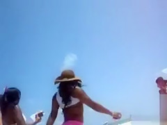 Horny man with his boner out at the beach