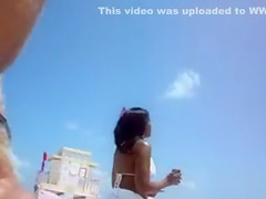 Horny man with his boner out at the beach