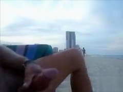 Jerking off on the beach and filming hot ladies