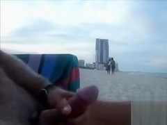 Jerking off on the beach and filming hot ladies