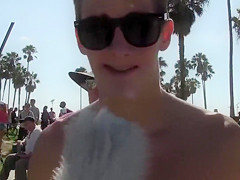 Nasty student grabs the tits of the Californian babes