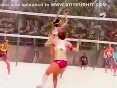 Cute beach volleyball players with great bodies