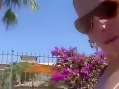 Incredible blonde bombshell flashing and sucking cock in public