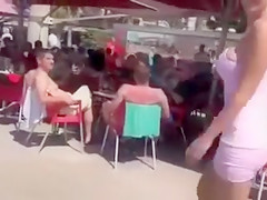 Incredible blonde bombshell flashing and sucking cock in public