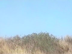 Brunette at the beach filmed when dealing several guys