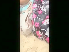 Stroking as ladies hang out on the beach