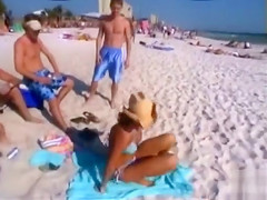 Hot bikini babe shows group of guys her tits