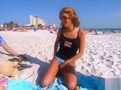 Hot bikini babe shows group of guys her tits