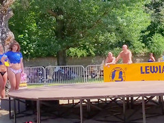 Delightful babes show ass wearing bikini bottoms