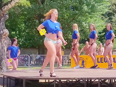 Delightful babes show ass wearing bikini bottoms