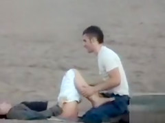 German couple makes love on the deserted beach