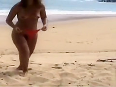 Hairy amateur pussy fucked on the beach
