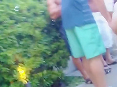 Curvaceous hottie wearing revealing bikini gets her big butt filmed