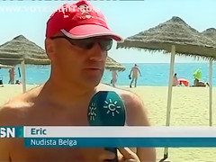 Real nudists giving the TV interviews