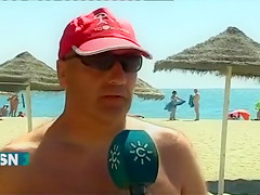 Real nudists giving the TV interviews