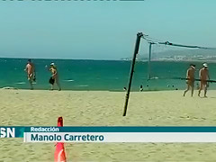 Real nudists giving the TV interviews