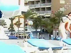 Italian girl fingered hard on the public beach
